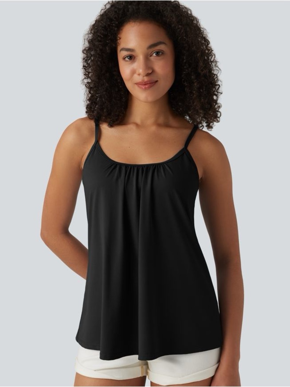 Halara Adjustable Straps Ruched Built-in Bra Cami Top - Medium